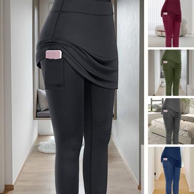 Yoga-Leggings Seitentaschen Elastischer Bund Unifarben Damenmode Lässig Lauf-Fitness-Hosen für Sport