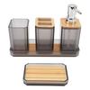 Bathroom Accessories Set Bath Ensemble Set with Toothbrush Holder Cup Lotion Bottles Soap Dish Tray