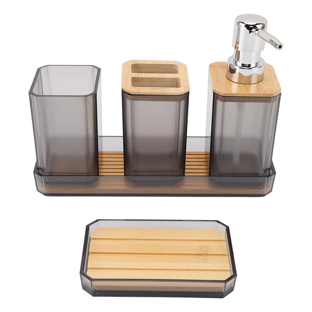 Bathroom Accessories Set Bath Ensemble Set with Toothbrush Holder Cup Lotion Bottles Soap Dish Tray