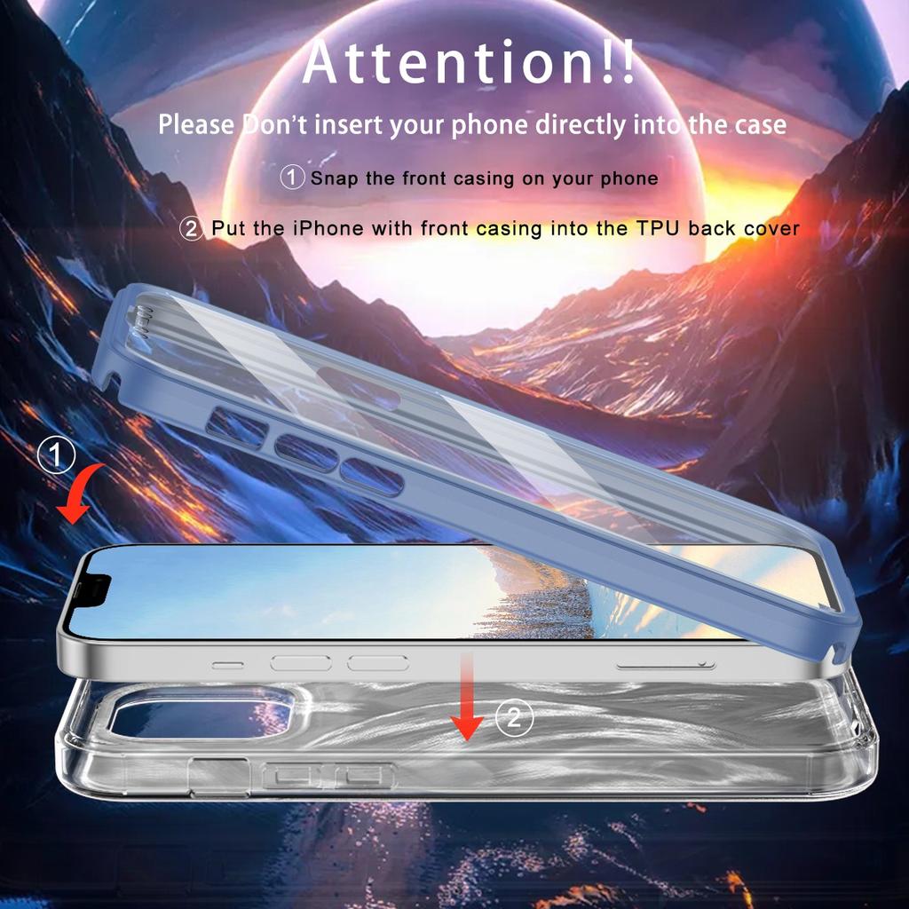 For iPhone 12/12 Pro Gradient Case PC+TPU Phone Cover with PET Screen Protector