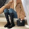Genuine leather thick soled long boots for women 2026 British style knight boots retro slimming side zipper high top boots