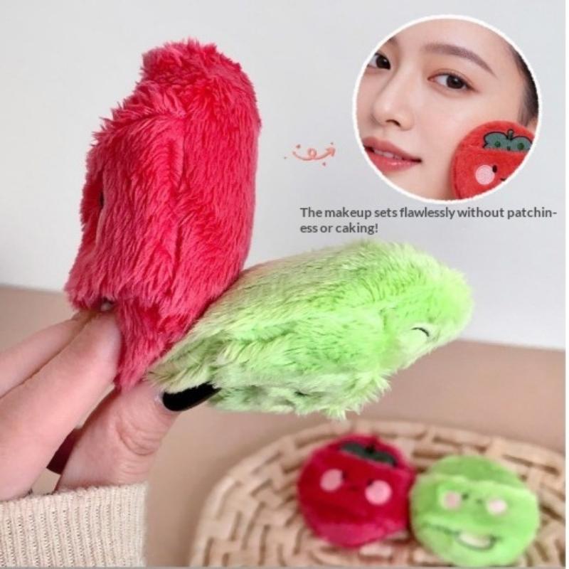 Ultra-thick Long Plush Makeup Puff Cosmetic Tool Broccoli Tomato for Natural Finish