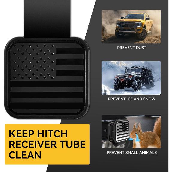 Trailer Hitch Cover Dust-Proof Hook Plug Tow Accessories Insert Receiver Tube Class 3 4 5 Cap Fit for 2'' Inch Hitch Receiver