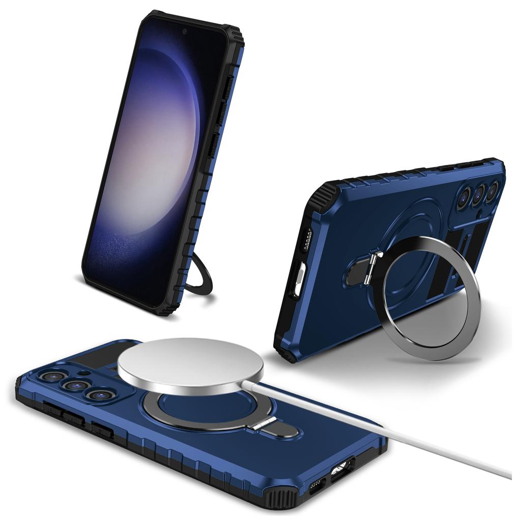 For Samsung Galaxy S23 FE PC+TPU Case Shockproof Kickstand Phone Cover Compatible with MagSafe