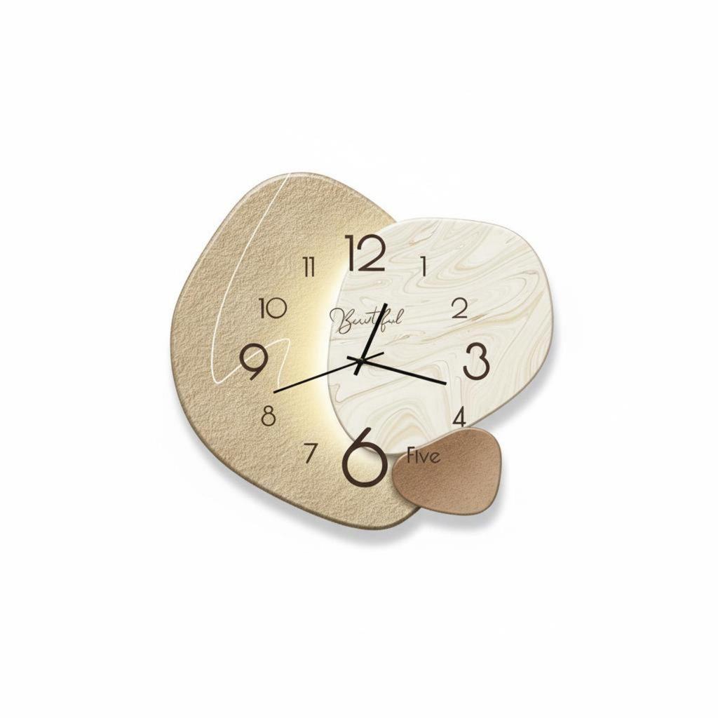 Modern Decorative Timepiece Energy Efficient Irregular Shape Clock for Office