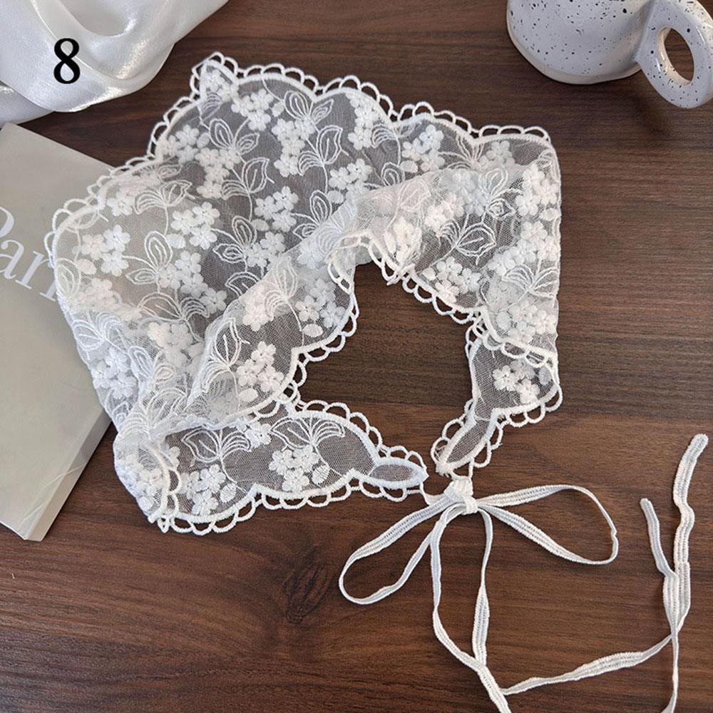 Retro Floral Lace Embroidered Triangle Headscarf Fashion Bandanas Neck Scarf White Woven Floral Hair Scarf Headband Neck Scarf