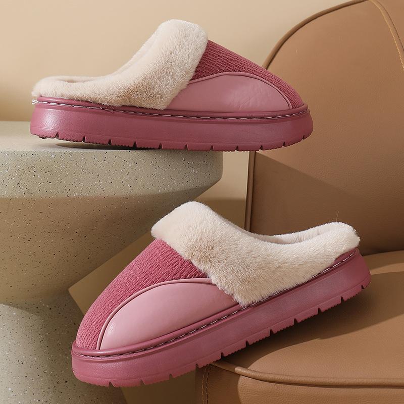 Baumwollpantoffeln, warm im Herbst und Winter, für den Heimgebrauch, Herren- und Damenpantoffeln mit dicker Sohle, rutschfest und geruchsneutral, Winter-Samt-Fußwärmer-Pantoffeln