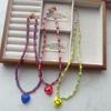 Colorful Ceramic Smiley Face Necklace: Handmade, Versatile, Trendy, Vacation-Ready Beaded Clavicle Chain