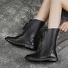 New Retro Pu Leather Ingle Boots Long Boots Female Ankle Boots Soft Bottom Leather Boots Flat Autumn And Winter Boots