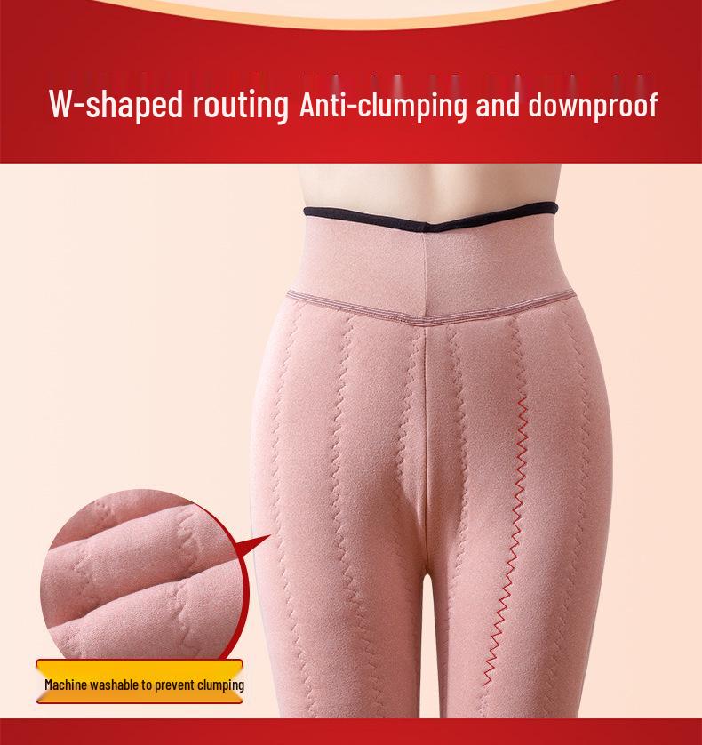 Plus Size Women's High Waist Fleece-Lined Silk Cotton Stirrup Leggings for Winter