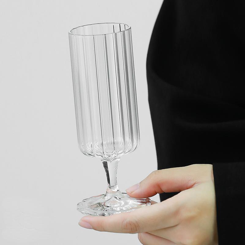 Heat Resistant Crystal Ribbed Glass Cup Goblet Wine Glasses Coffee Mug Champagne Drinkware for Wedding Decoration Candle Holders