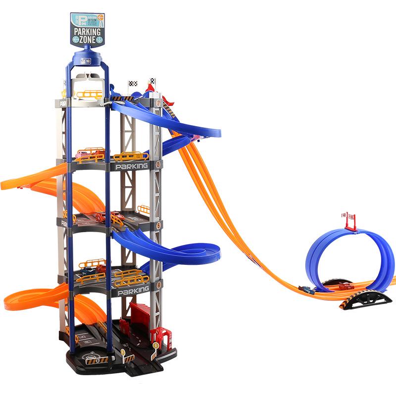 Interactive 8-Car Dual Lane 5-Layer Parking Track DIY Toy for Kids