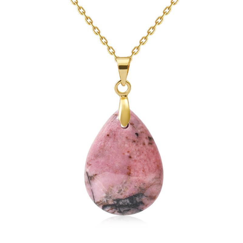 New Fashion Natural Stone Crystal Pendant Teardrop Simple Pendant Necklace Earrings Making Jewelry With Chain Collar