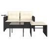 3 Piece Garden Sofa Set with Cushions Black Poly Rattan