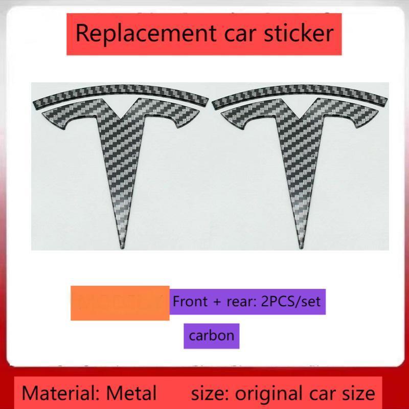 ALL1 metal For Tesla- Car Front Emblem Rear Trunk Emblem Suitable for Model 3 Mode Y logo replacement rear and rear logos blackening