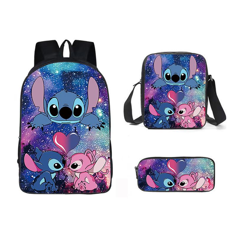 

Angel Lilo Stitch Pelekai Cartoon Pattern Student Backpack Three Set Piece 14