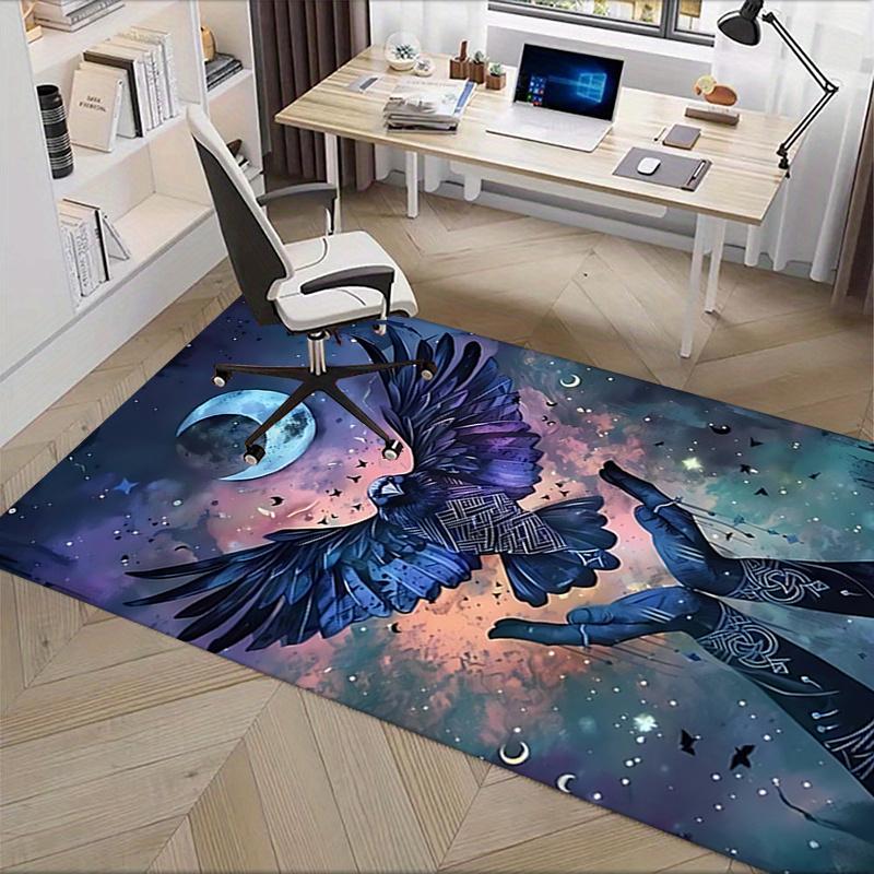Office Carpet Chair Mat: Large Size, Decorative Raven Design for Home Décor, Suitable for Bedroom, L