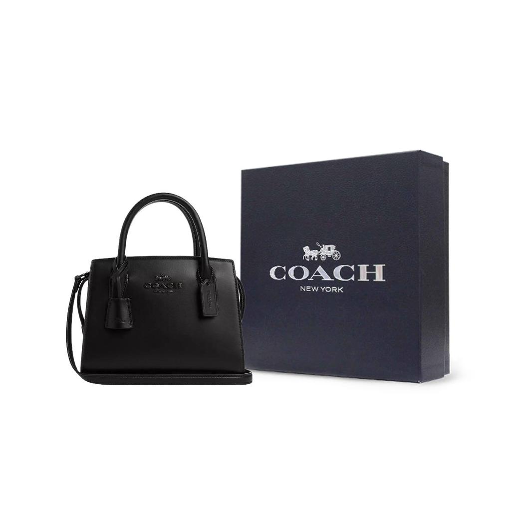 Coach Andrea Carryall 22 Fashion Embossed Logo Zipper Closure Leather Shoulder Crossbody Tote Bag Small Women Handbags Black CP081-JIBLK
