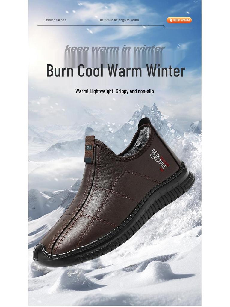 Men's Winter Plus Velvet Non-slip Slip-on Casual Boots for Middle-aged & Elderly