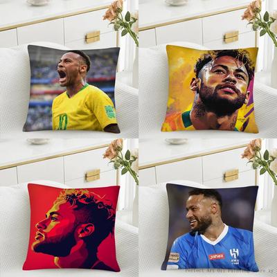1 Peça Capa de Almofada F-Football N-Neymar Quadrada para Almofada Decoração de Quarto Sala de Estar Capa de Almofada Casual