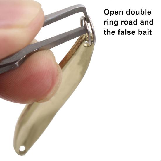 Ringöffner aus Edelstahl mit Perlenkette, tragbares Werkzeug zum Öffnen von Ringen mit Doppelschlaufe, Angelzubehör für den Außenbereich