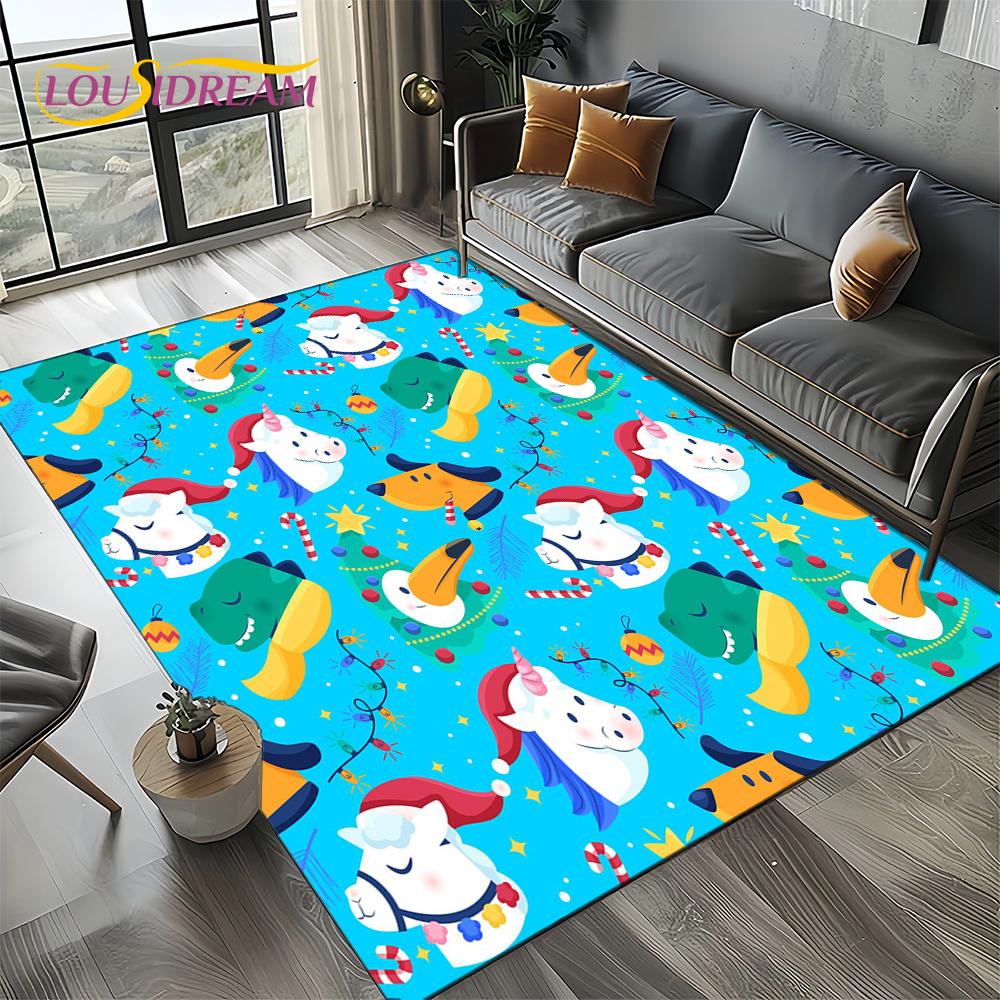 Unicorn Cartoon Cute 3D Dream Girl Carpet Rug for Living Room Bedroom Home Sofa Decoration,Kid Area Rug Non-slip Floor Mat Gift