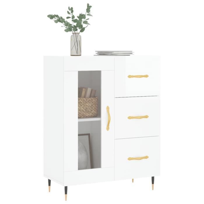 VidaXL Buffet Blanc brillant 69,5x34x90 cm Bois d'ingénierie 828022