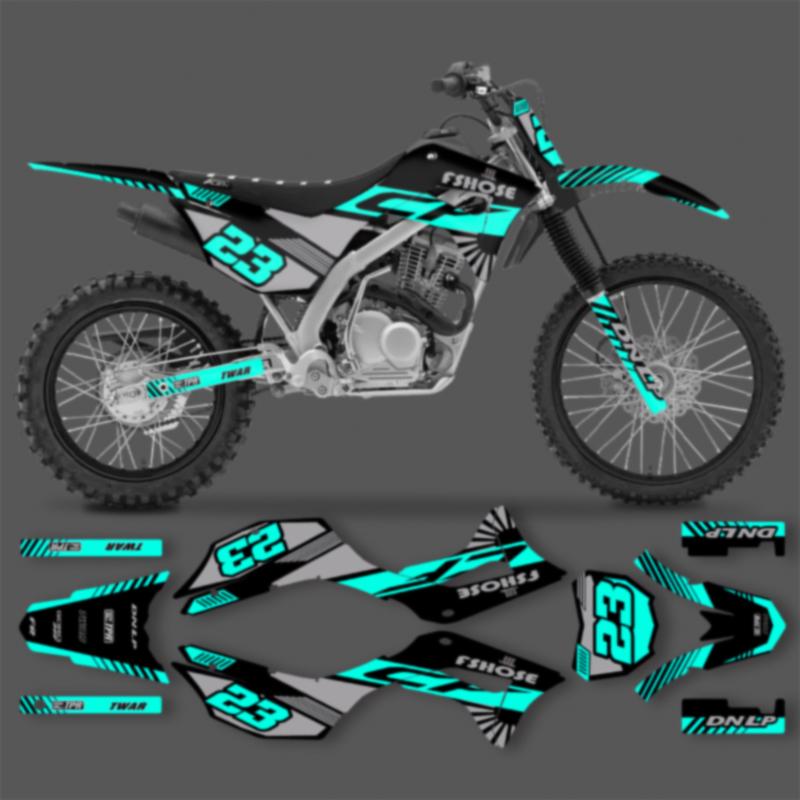 PowerZone Custom Graphics Backgrounds Decals Motorcycle Stickers Kit For HONDA CRF125F 2019 2020 2021 125cc Number Name 06