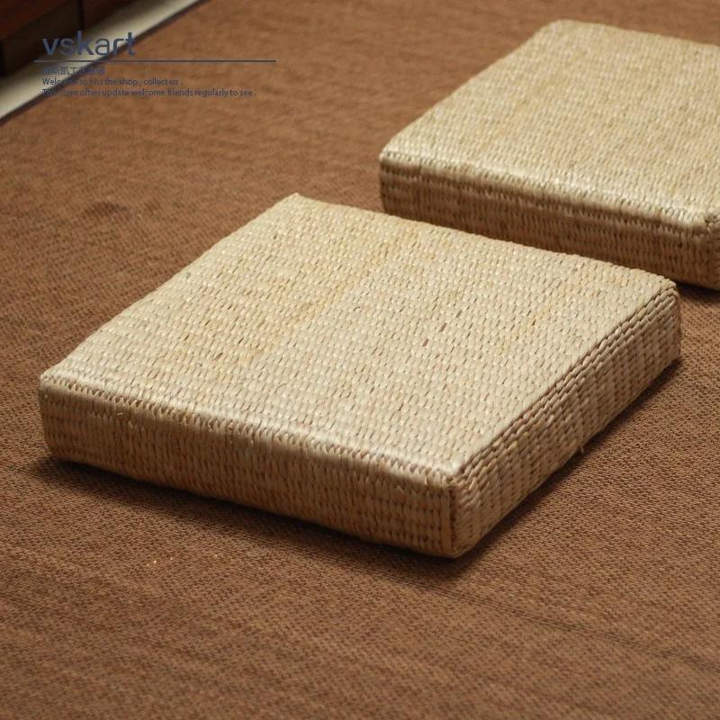 

1pc 40x40cm square straw woven tatami, rice futan mat, Buddha worship yoga tea ceremony, household window mat chair cushion Thickness 6