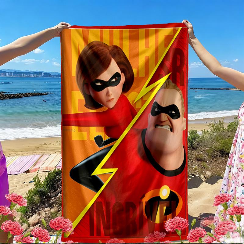 Incredibles Print Beach Towel, Versatile Lightweight Absorbent Beach Towel for Pool Surf Yoga Bathroom, Perfect Birthday Holiday Gift