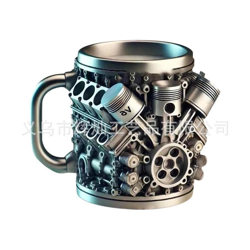 FOR  V8/V6 Engine Block Resin Mug High-End Mechanical Art Cup Car Lover Gift