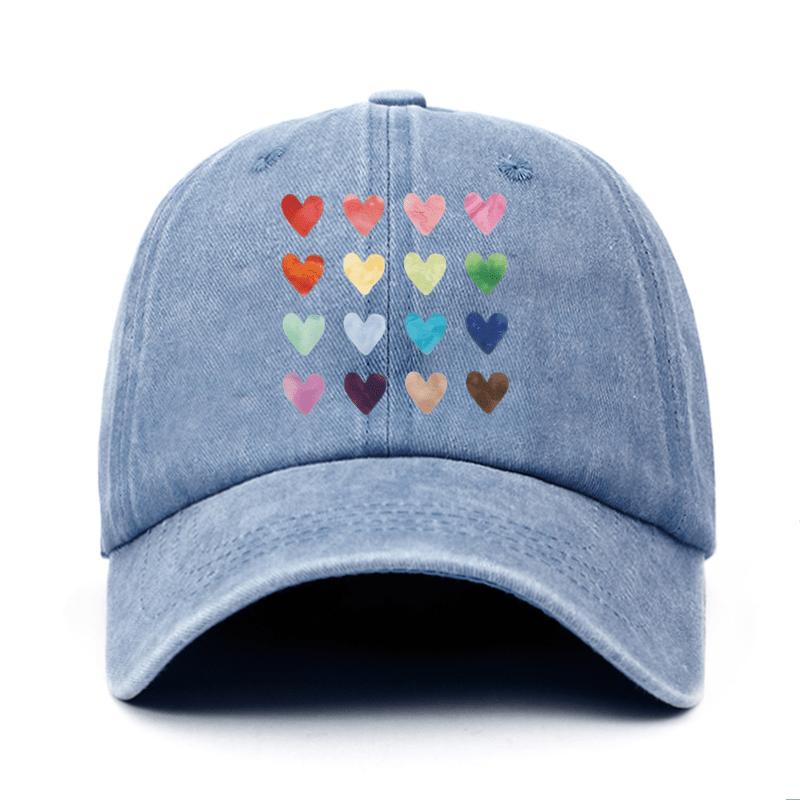 Colorful heart-shaped printed baseball cap can be adjusted for all seasons as a couple's outfit, paired with daily matching hats