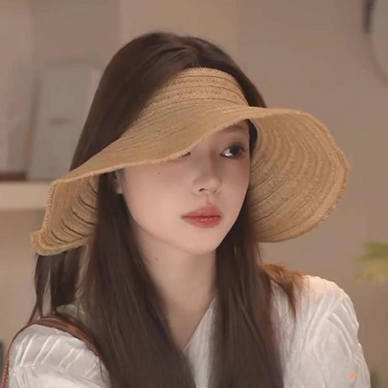 Wide Simple Brimmed Women Summer Casual Sun Shading Woven Hat For Out Going