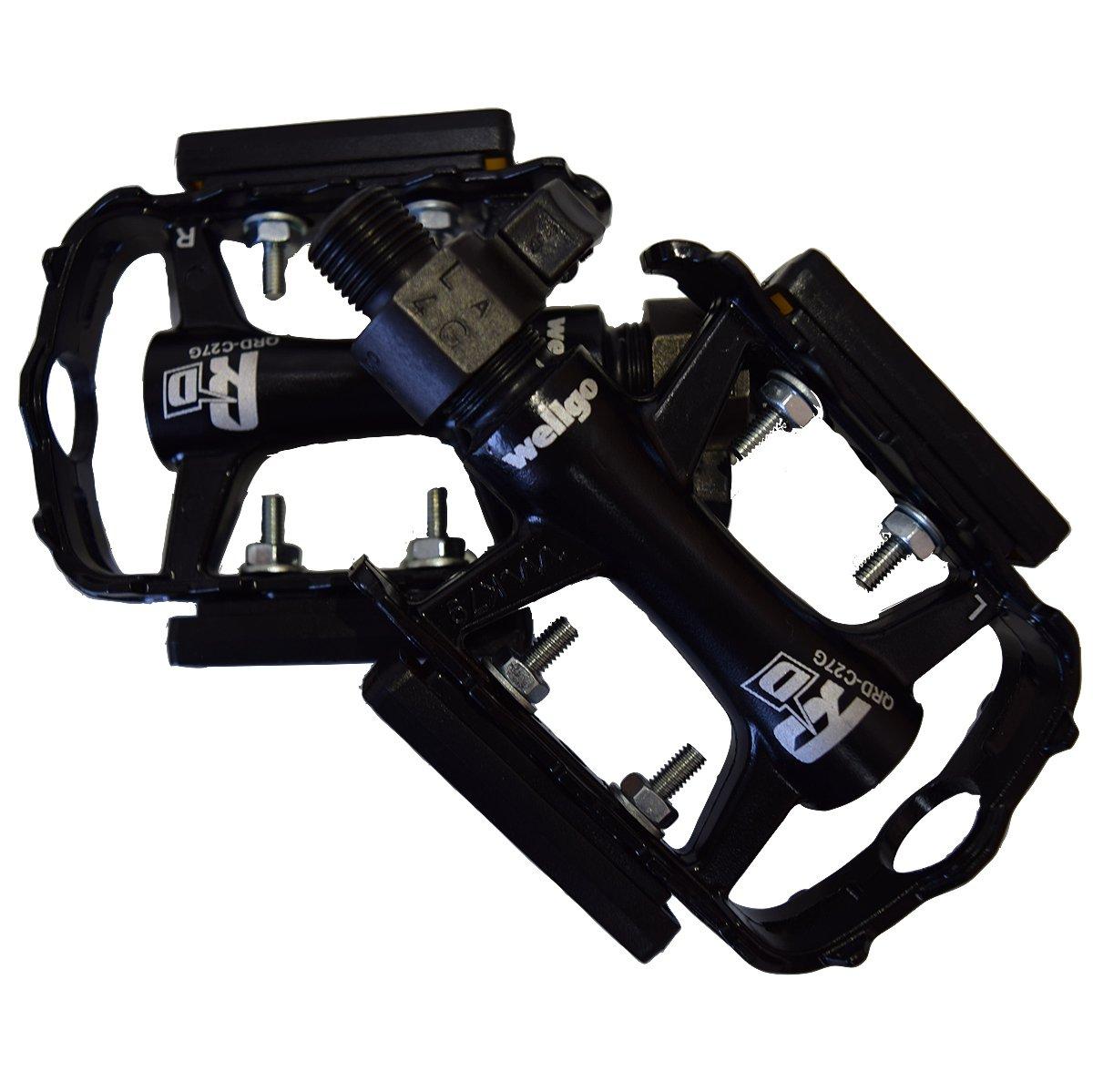 

WELLGO Aluminum Pedals, Black/Silver, 381g, One-Touch Detachable, Convenient for Bike Transport, Road/ATB/MTB, QRD-C27G