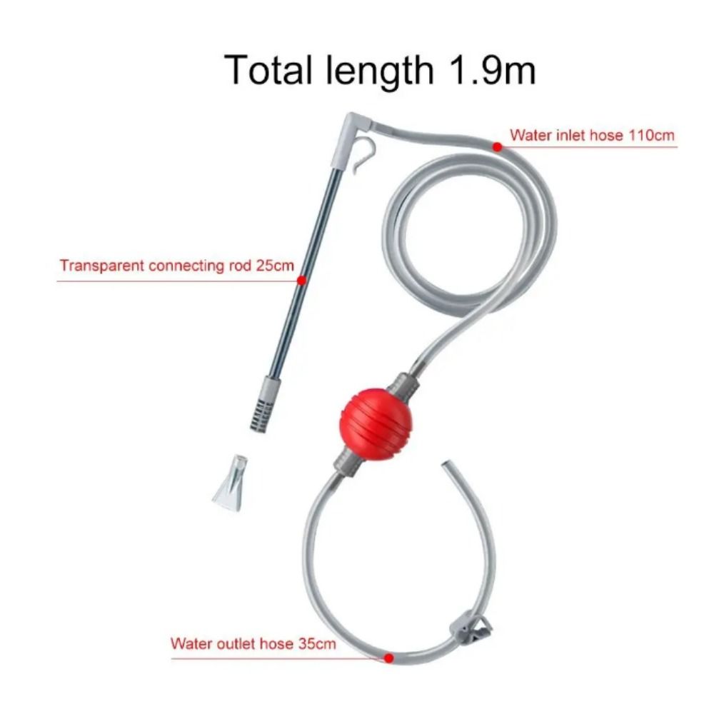 Removable Fish Tank Gravel Filter 1.9M Fish Tank Water Changer Siphon Water Pump Cleaner  Fish Tank