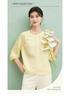Mulberry Silk 100% [24mm Jacquard Bamboo Knot Flower Ivy] Round Neck Slanted Collar Butterfly Jacquard Shirt Summer