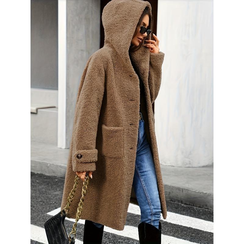 Hooded Teddy Fleece Ladies Coat Loose Mid-length Lamb Fleece Autumn and Winter Thickened Warm Coat