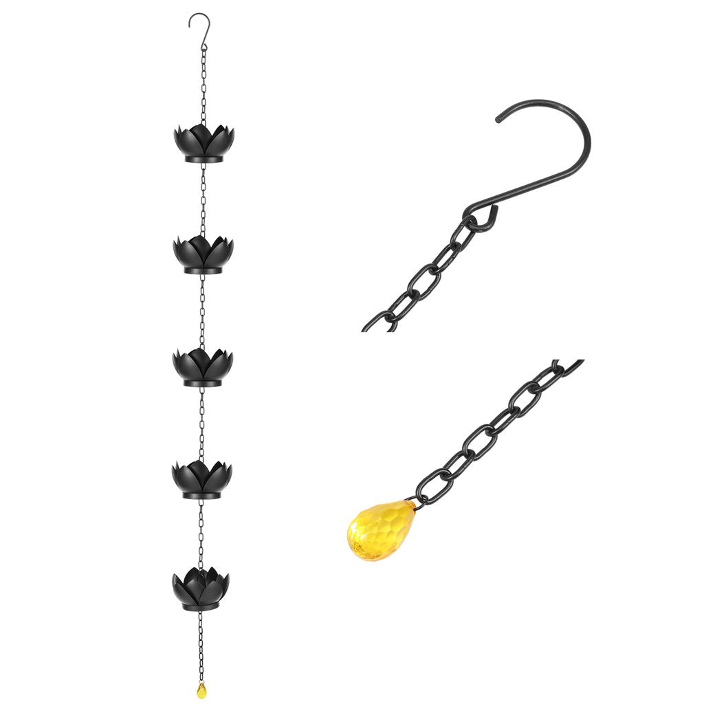 1.2m/2.4m Metal Rain Hummingbird and Cup Rain Chain Catcher Chain Functional Replacement for Downspout Outdoor Garden Decoration
