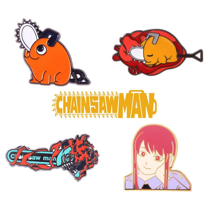 Man Pochita Chainsaw Metal Badge Makima Bag Pin Cosplay Props Clothing Accessory