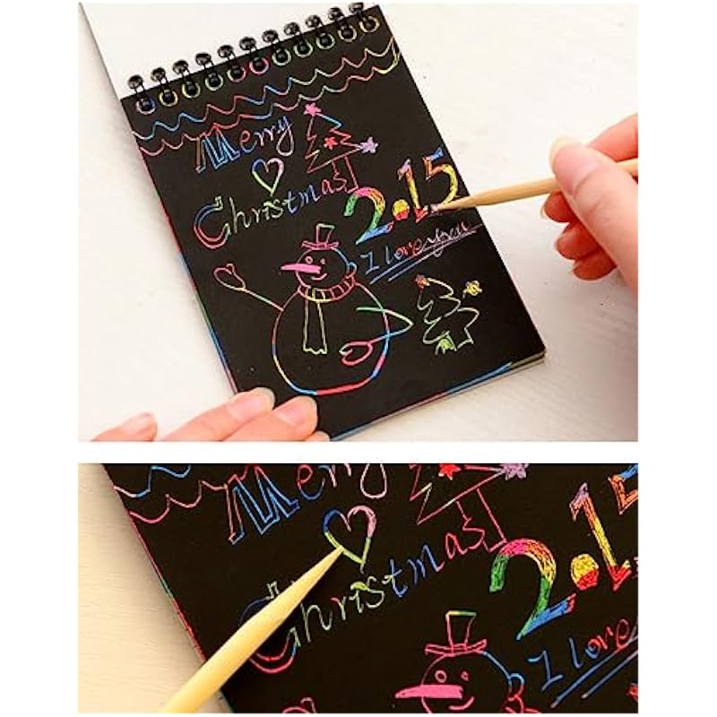 Glun Scratch Notepad Pack Of 6 With Magical Rainbow Color, Notepad With Pencil Stick, Educational Toy For Kids