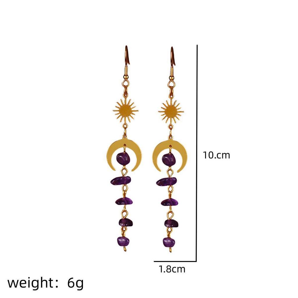 Fashion Asymmetrical Crystal Earrings With Moonstone And Geometric Alloy Design For Women