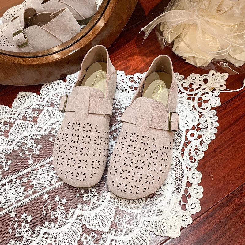Platform women's summer 2025 new one-pedal hole shoes, pregnant women's single shoes, fashionable versatile casual single shoes