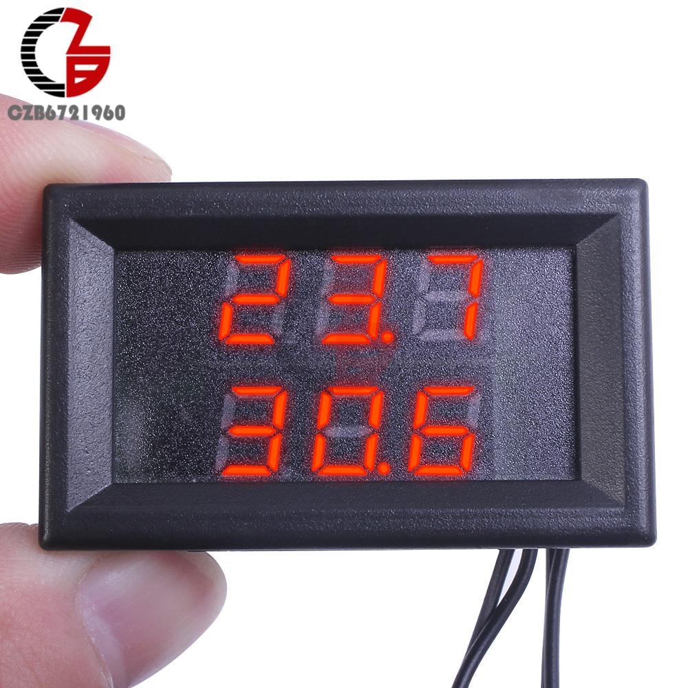 3-stelliger 0,28 Zoll DC 4V-28V Dual-Thermometer Dual-LED-Anzeige NTC Wasserdichter Sensor Thermal-Thermo-Meter 5V 12V 24V Tem-Tester