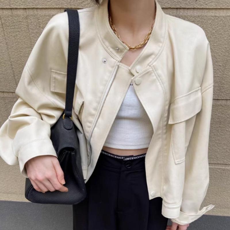 2024 Chic Autumn Women's Versatile High-End Loose Leather Jacket