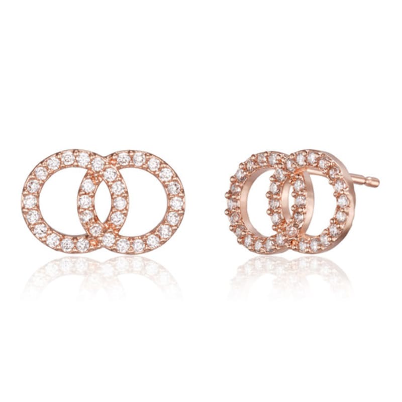 ELLE Jewelry 14K GF Two-Circle Cubic Zirconia Earrings ELGPEE540