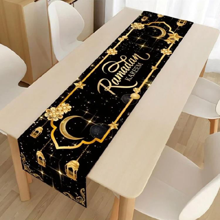 Eid Mubaraks Tablecloth Islamic Muslims Party Supplies Handmade Table Runner Table