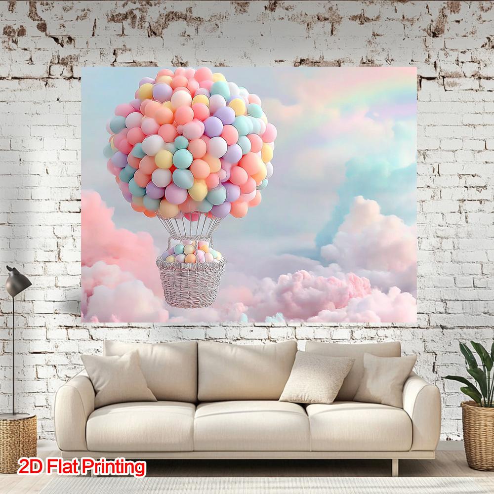 2D plane, 1 piece of 2D plane printed rainbow soft-color sky photography background, polyester fabric