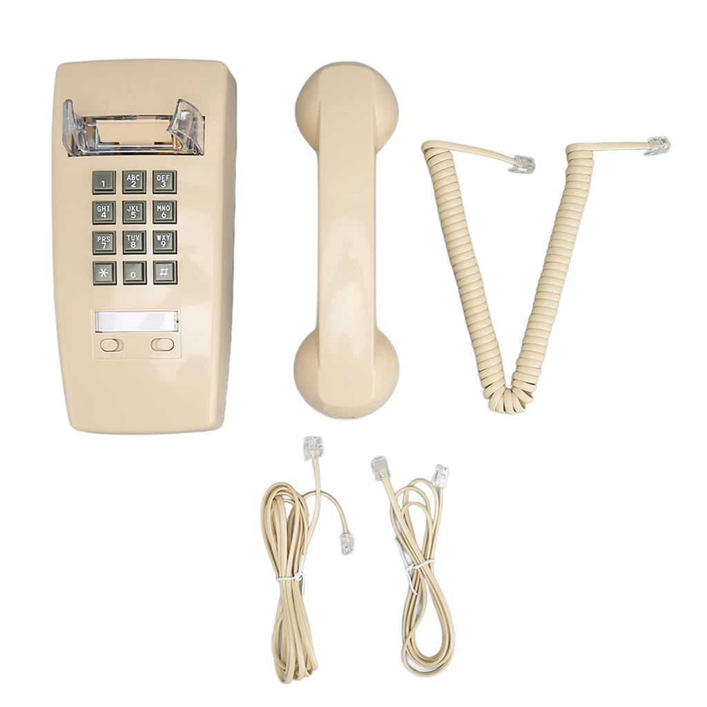 Retro Wall Phone Waterproof Decorative Corded Telephone with Volume Control for Home Bar Bathroom Beige