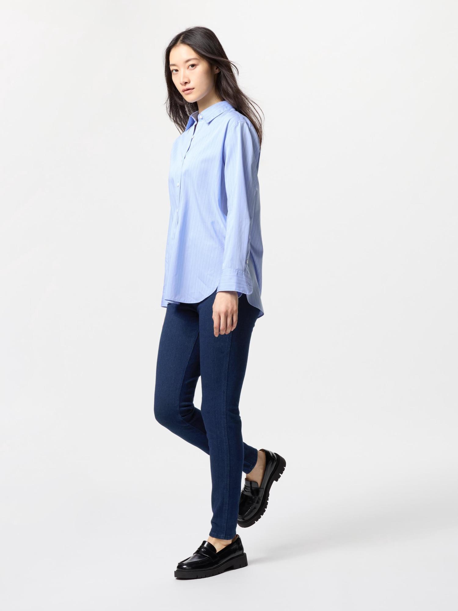 

Uniqlo Япония ультра эластичные леггинсы из денима брюки удлиненной длины 68 BLUE/L