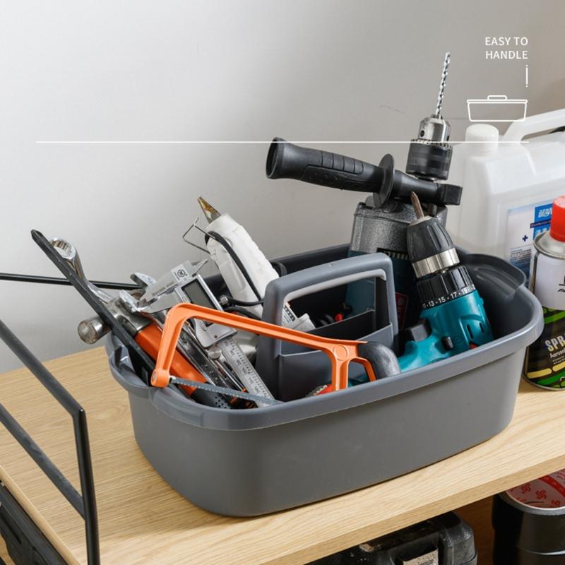 Portable Storage Basket Cleaning Caddy Storage Organizer Tote with Handle for Laundry Bathroom Kitchen Spray Bottles